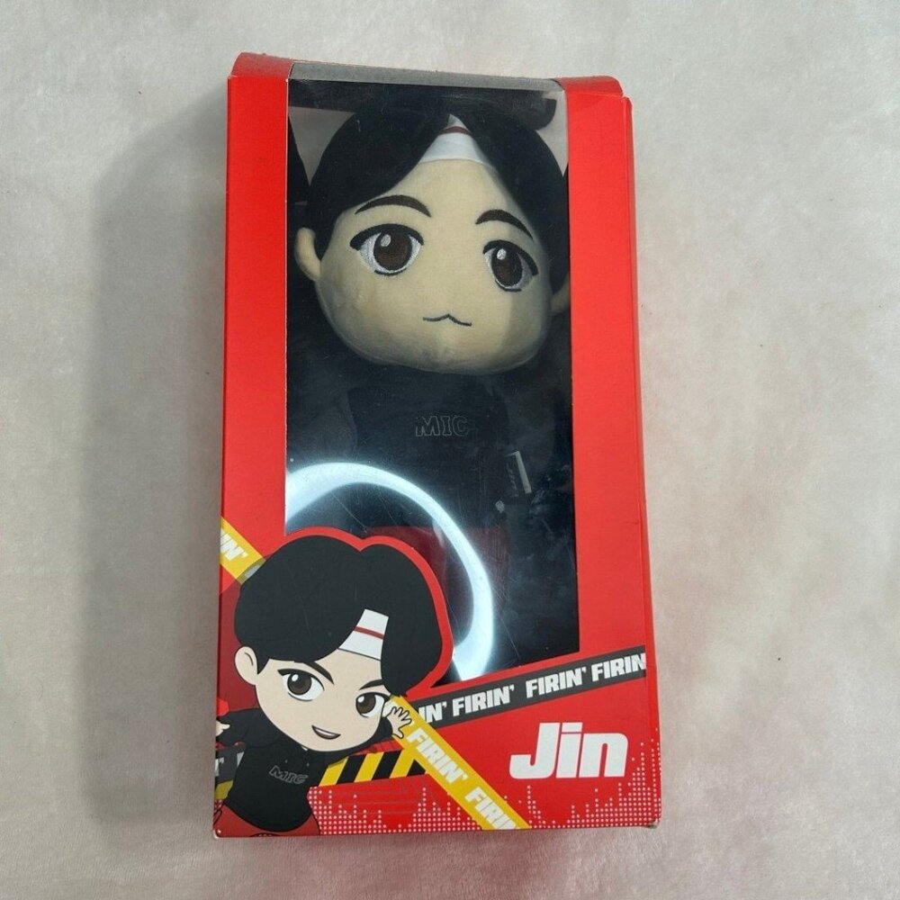 bts jin tiny tan plush toy doll doll is new, but the box is very damaged
